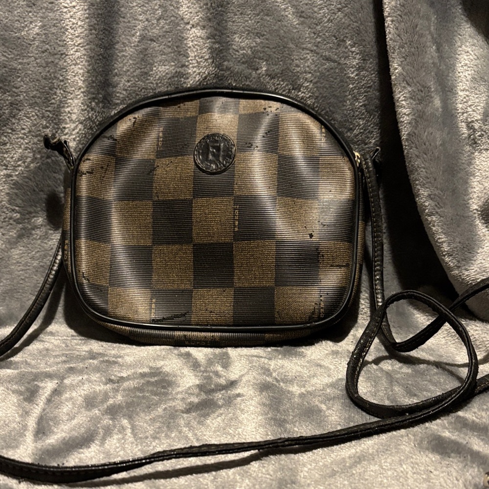 Vintage Fendi Black and Brown Checkered Bag